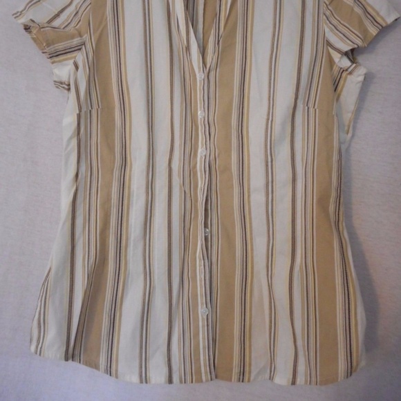 Beige white button front casual cotton Sz S a.n.a. - Picture 2 of 6